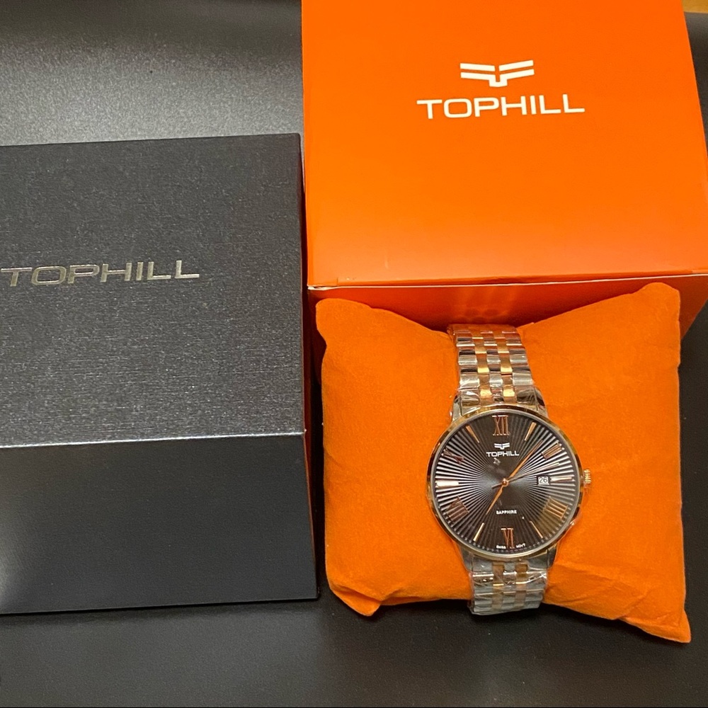 Men’s Stainless Steel Swiss Sapphire Dial Watch